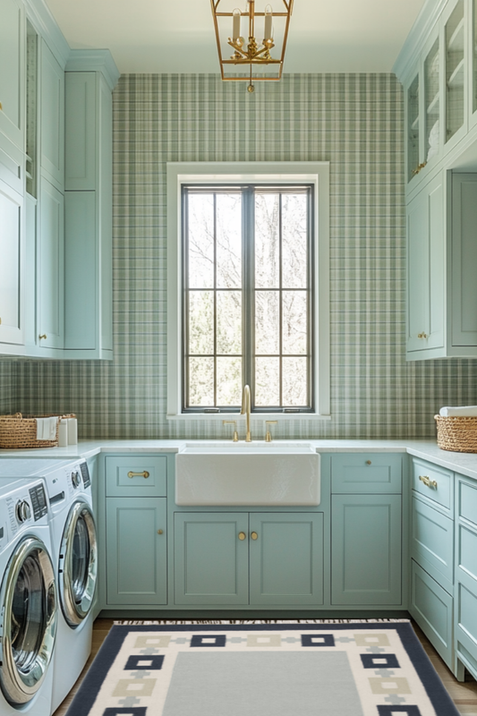 Chain Rug - Sky Blue, Navy, Celadon and Eggshell