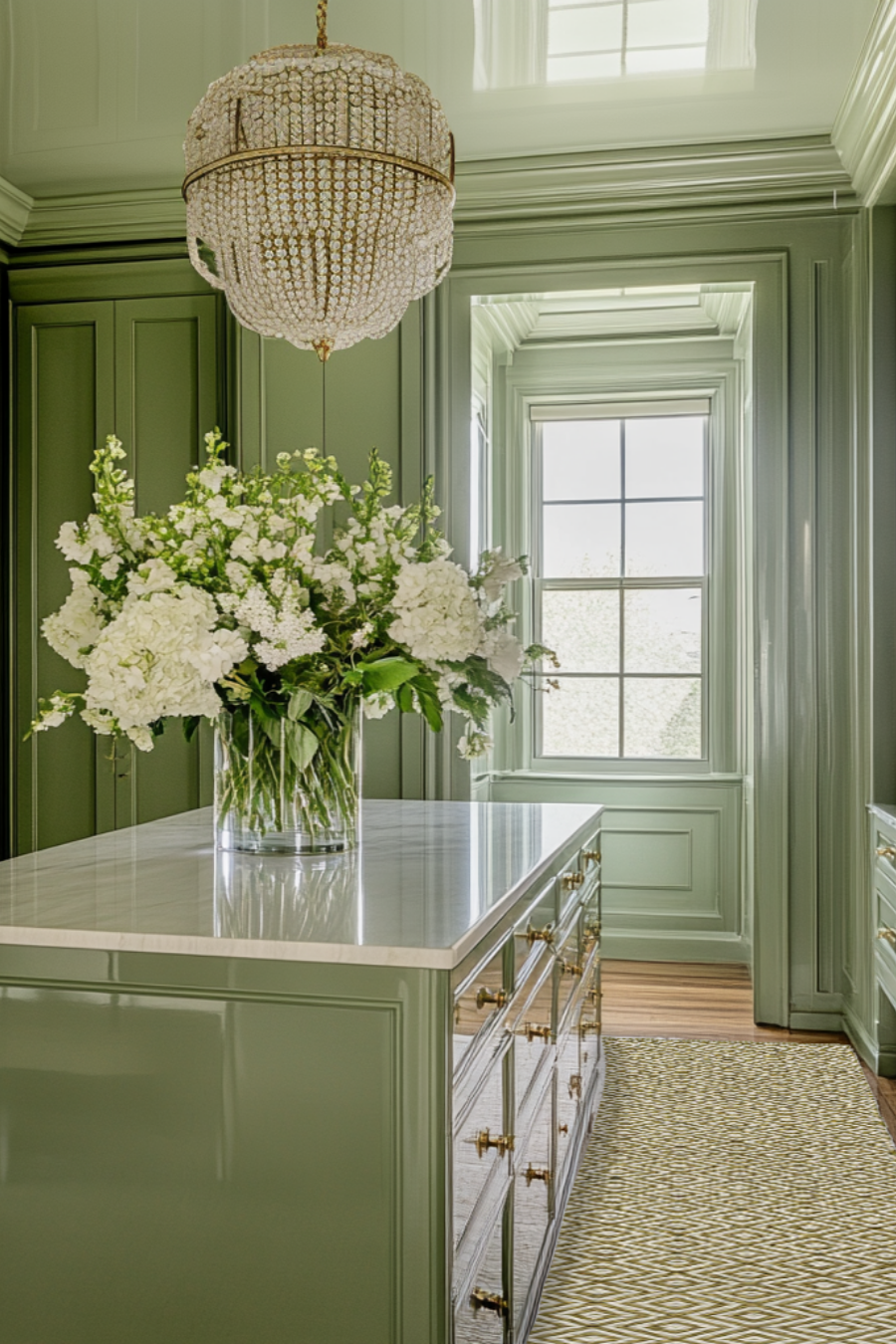 Diamond Rug Sample - Moss and Eggshell