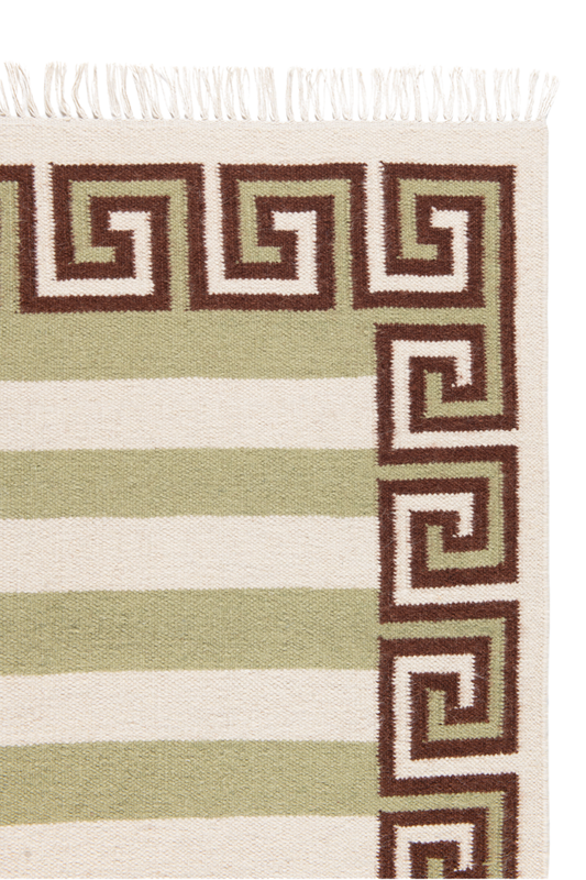 Stripe Rug - Sage, Chocolate and Eggshell