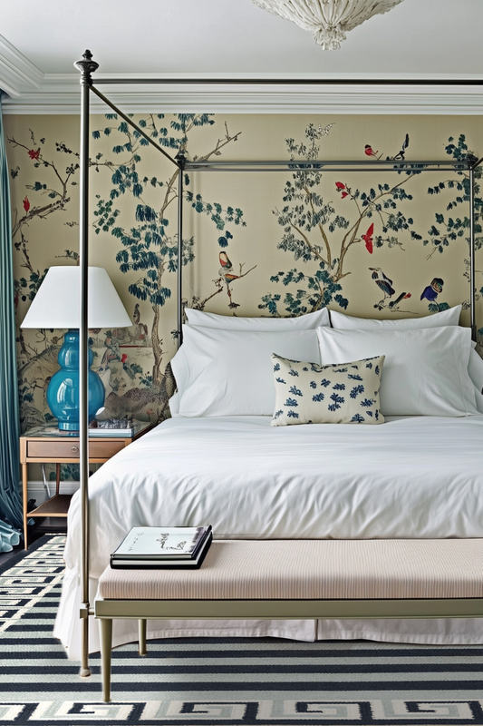 Stripe Rug - Sky Blue, Navy and Eggshell