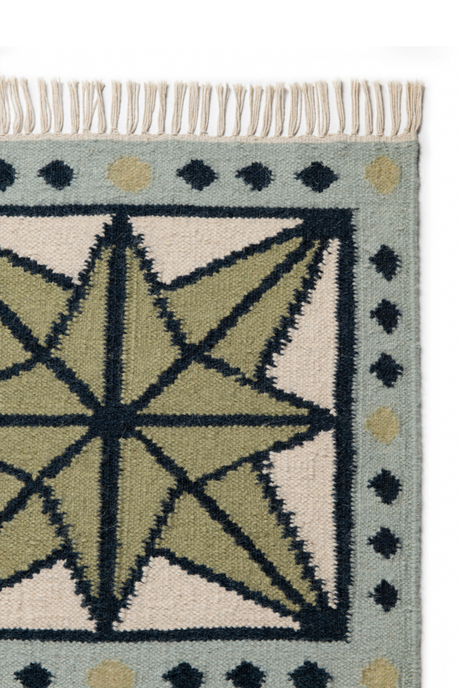 Star Rug - Sage, Navy, Sky Blue and Eggshell