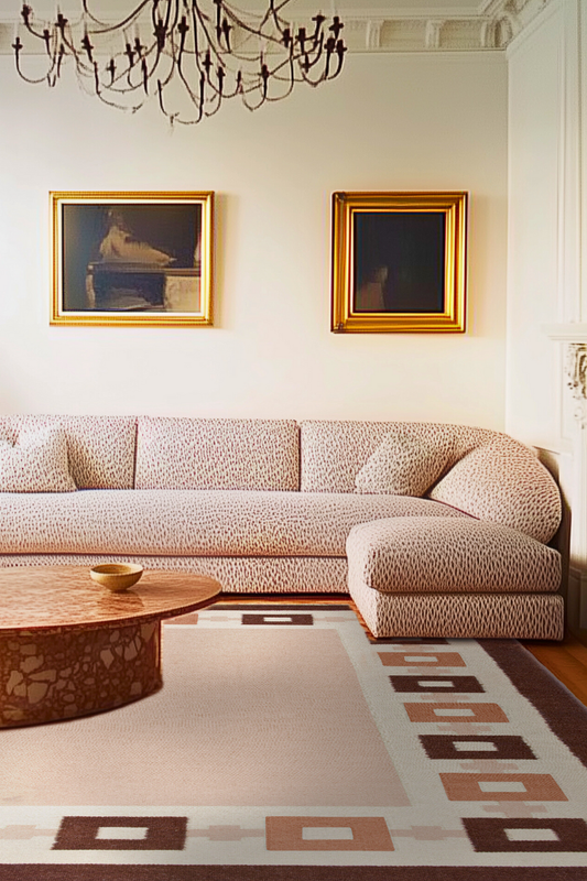 Chain Rug - Bisque, Topaz, Chocolate and Eggshell