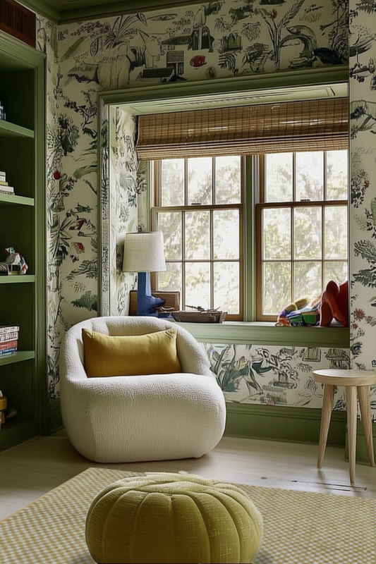 Check Rug - Moss and Pale Blue