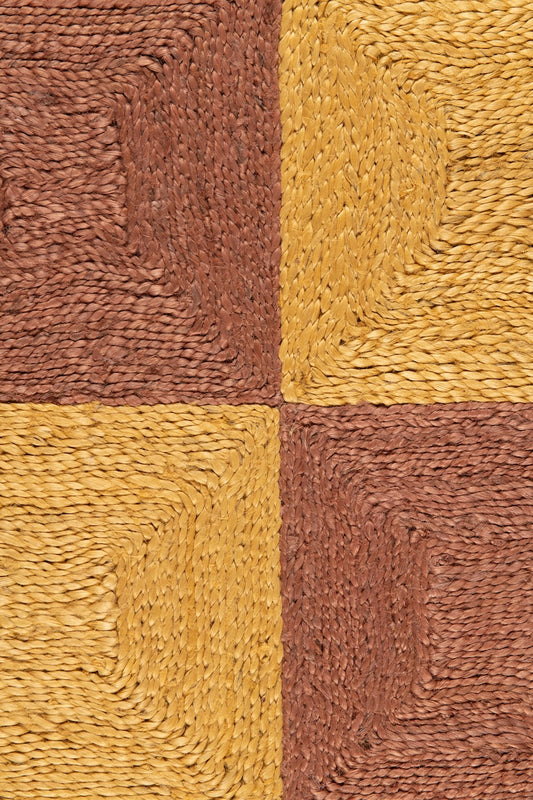 Handwoven jute rug sample in Topaz and Mustard by Part & Parcel Goods
