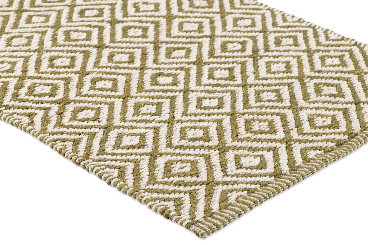 Diamond Rug - Moss and Eggshell