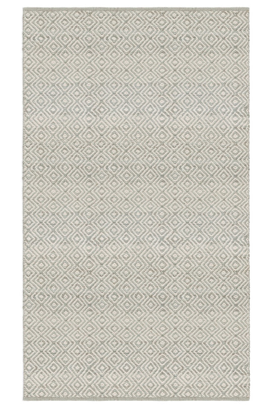 Diamond Rug Sample - Sky Blue and Eggshell