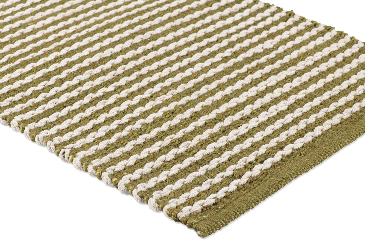 Scallop Stripe Rug - Moss and Eggshell