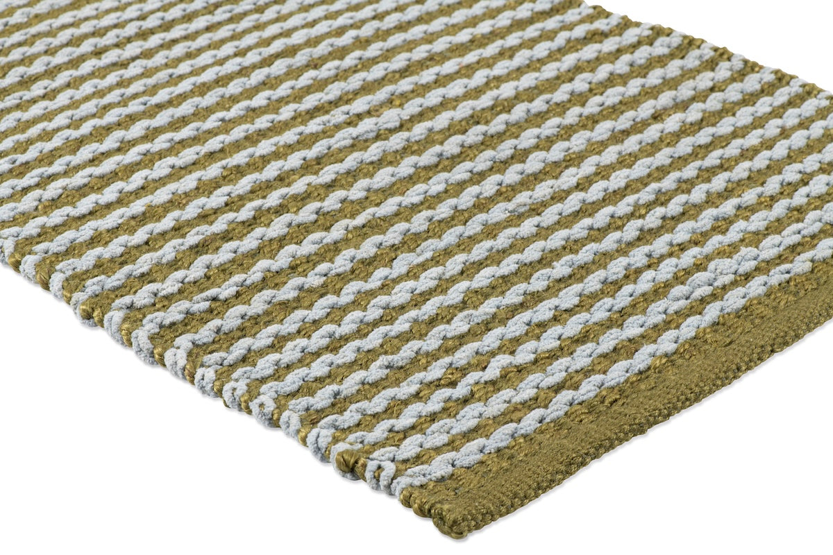Scallop Stripe Rug - Moss and Pale Blue