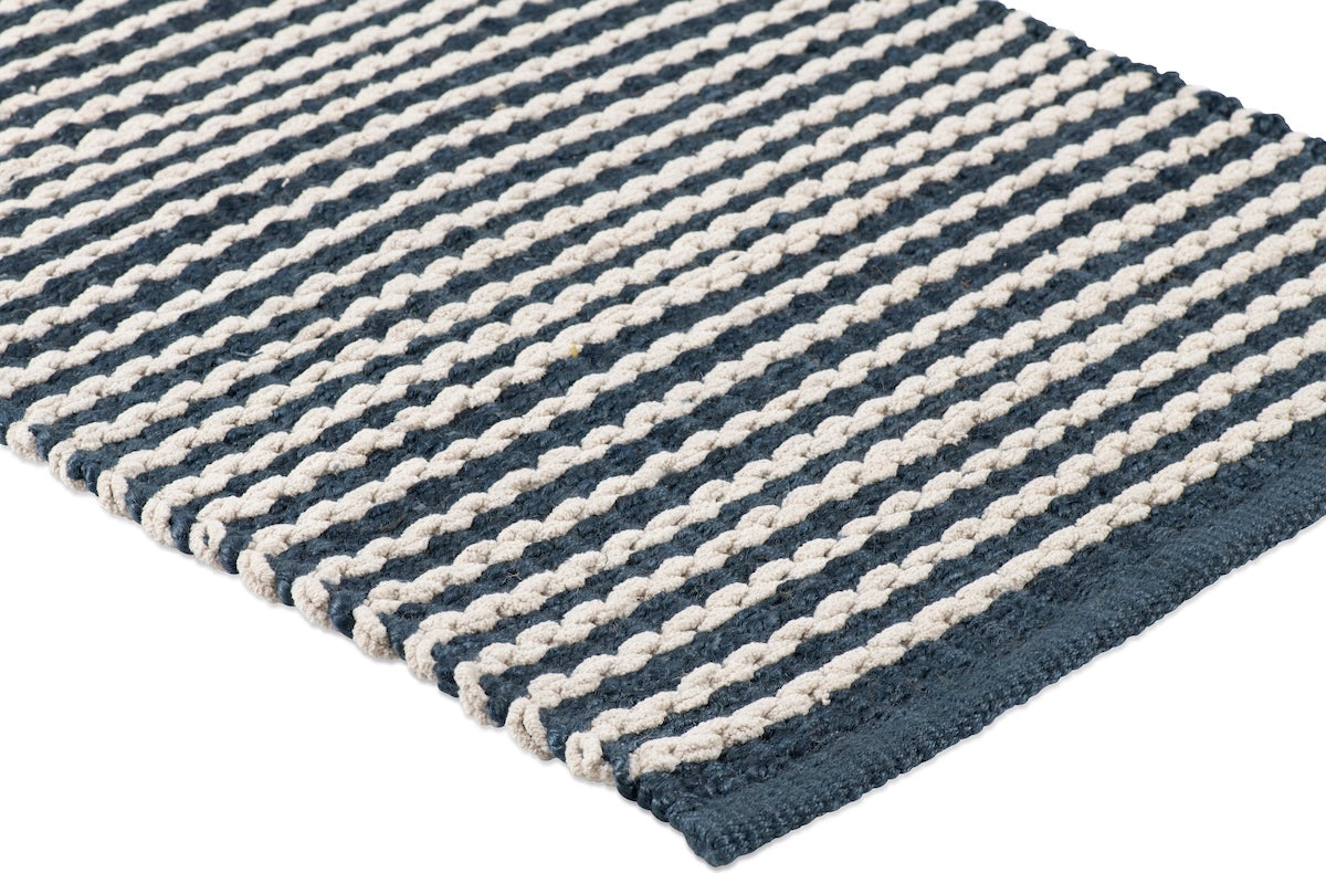 Scallop Stripe Rug - Sapphire and Eggshell