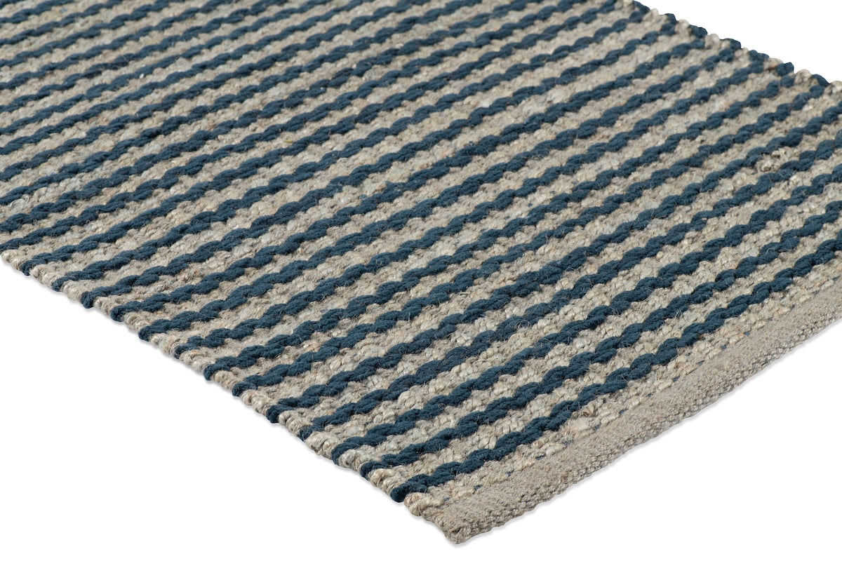 Scallop Stripe Rug - Sky Blue and Sapphire