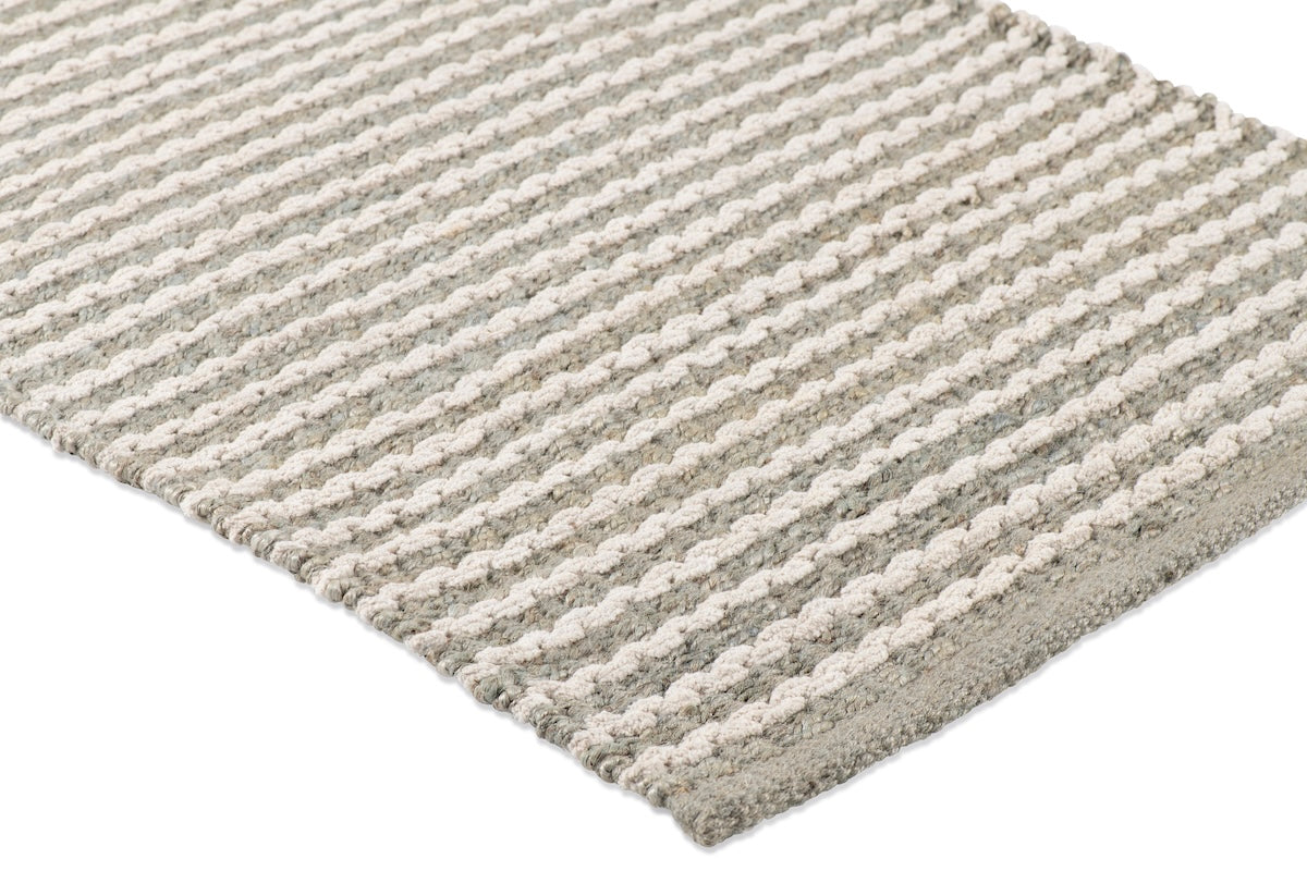 Scallop Stripe Rug - Sky Blue and Eggshell