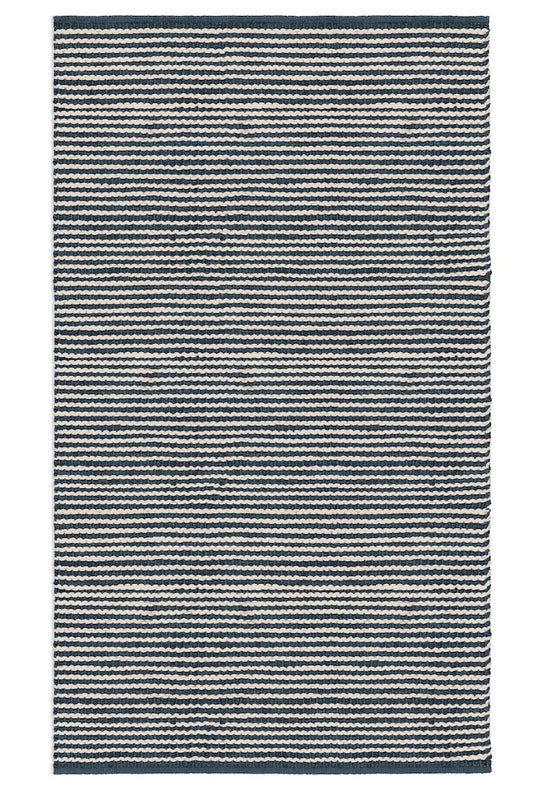 Scallop Stripe Rug Sample - Sapphire and Eggshell