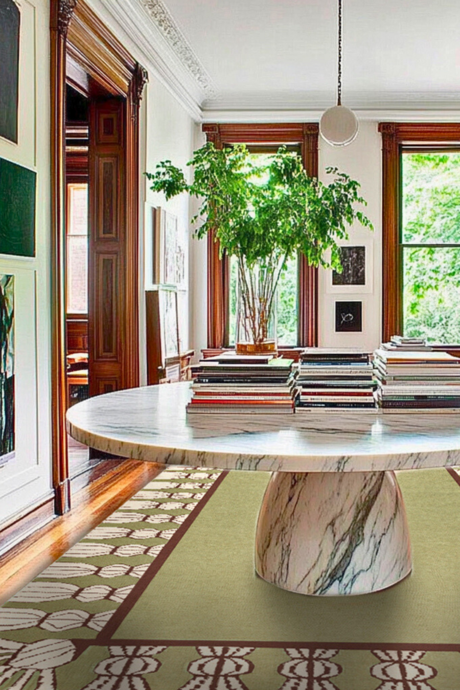 Tassel Rug - Sage, Chocolate and Eggshell