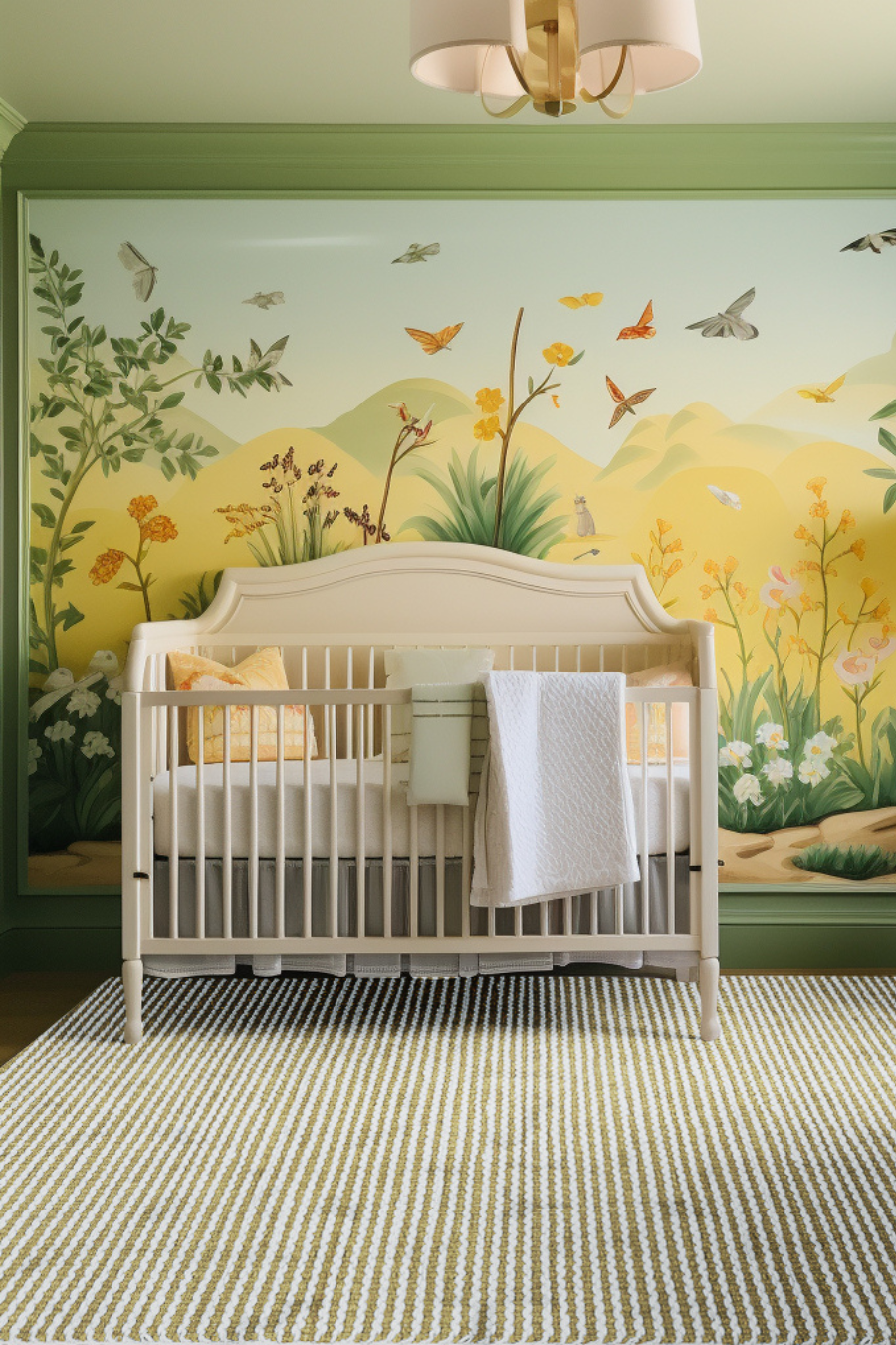 Scallop Stripe Rug - Moss and Eggshell