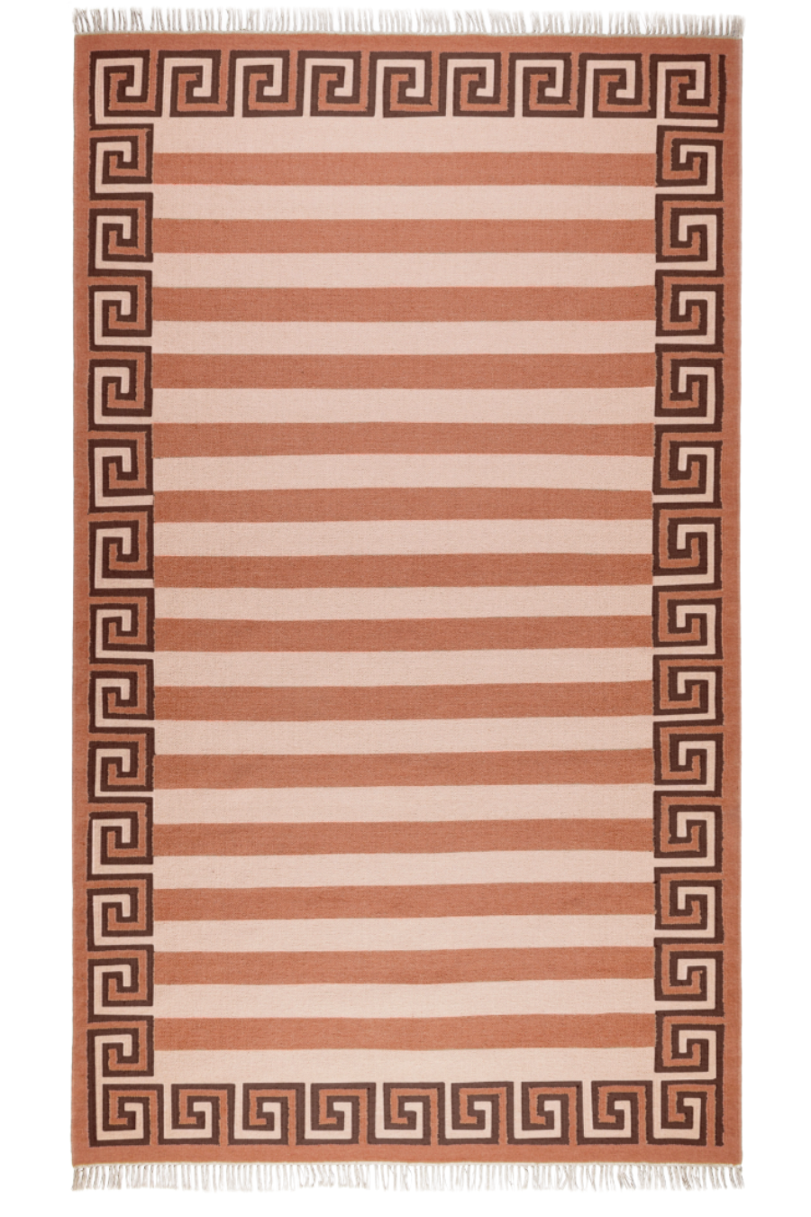 Wool rug in Bisque, Topaz and Chocolate.