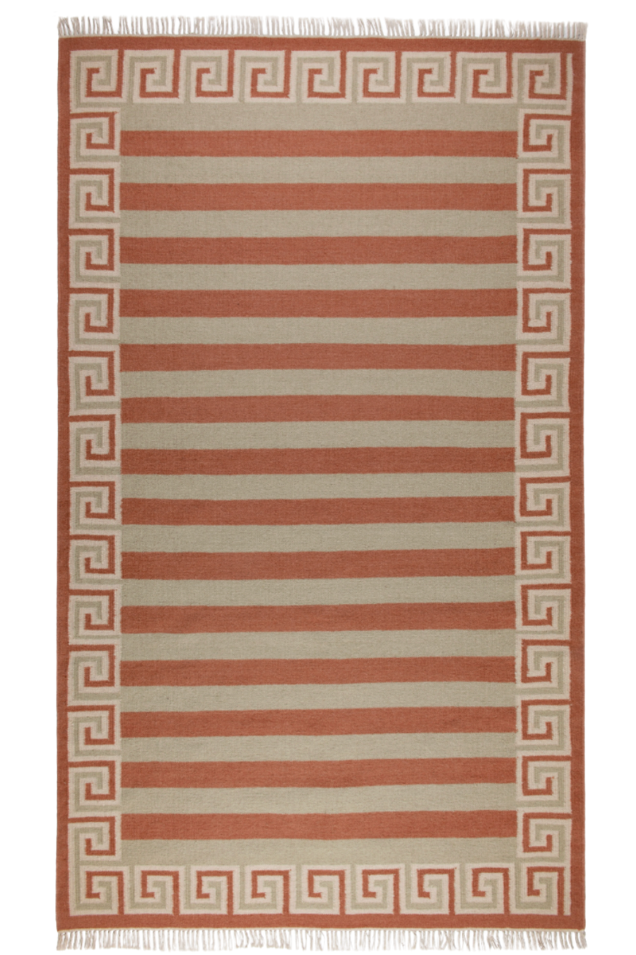 Wool rug in Celadon, Topaz and Eggshell.
