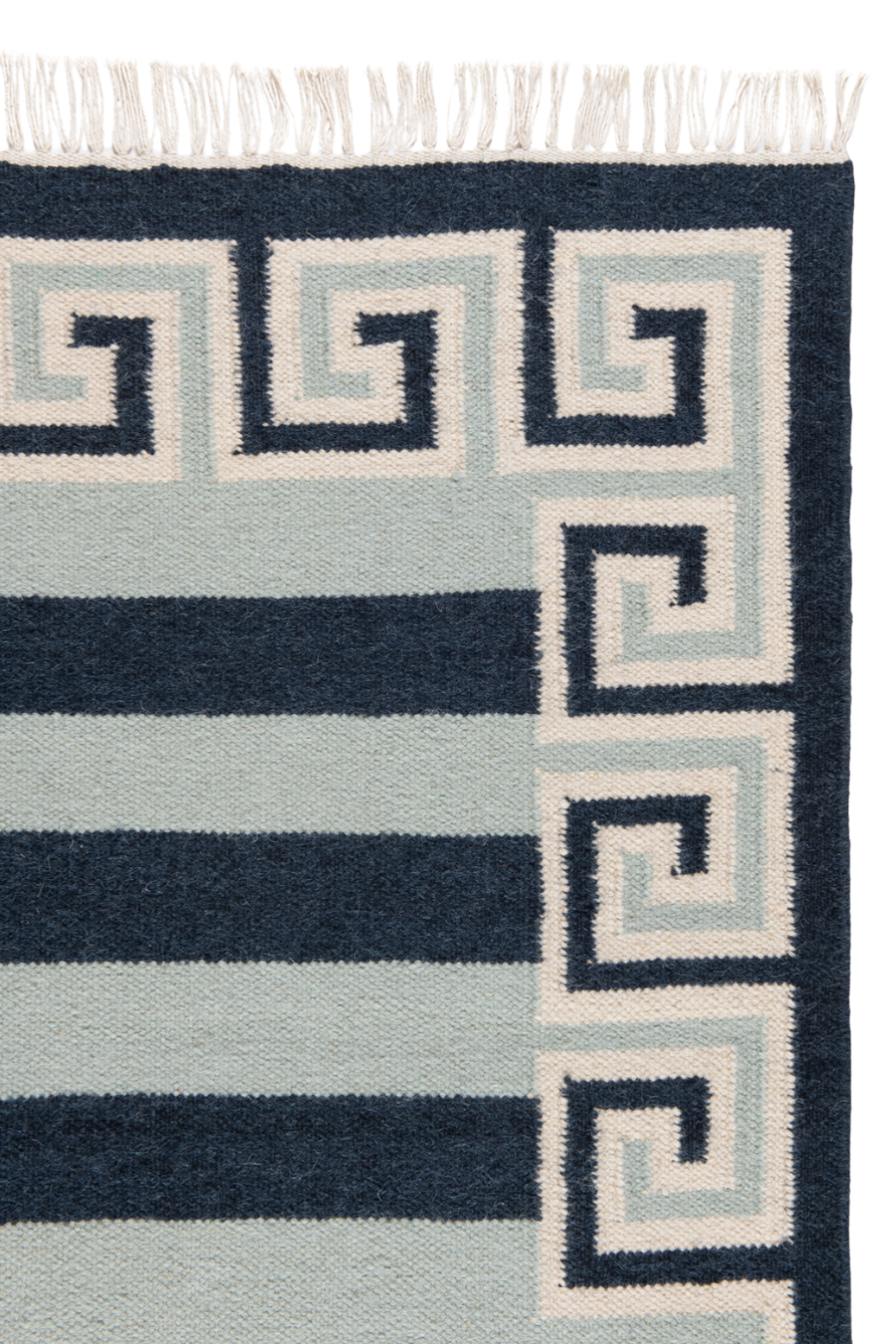 Stripe Rug -  Sky Blue, Navy and Eggshell