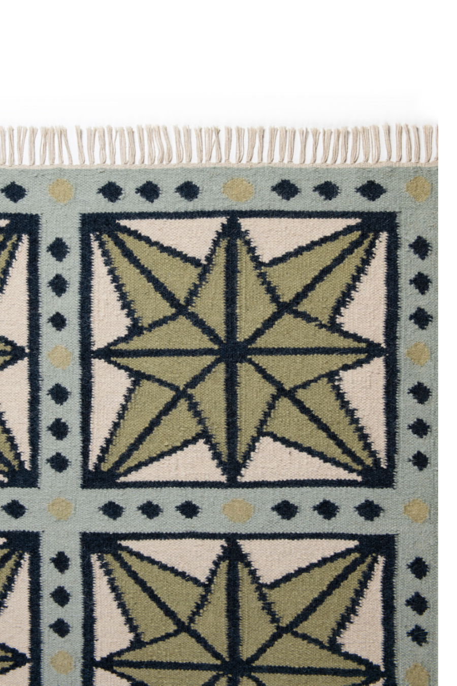 Star Rug - Sage, Navy, Sky Blue and Eggshell