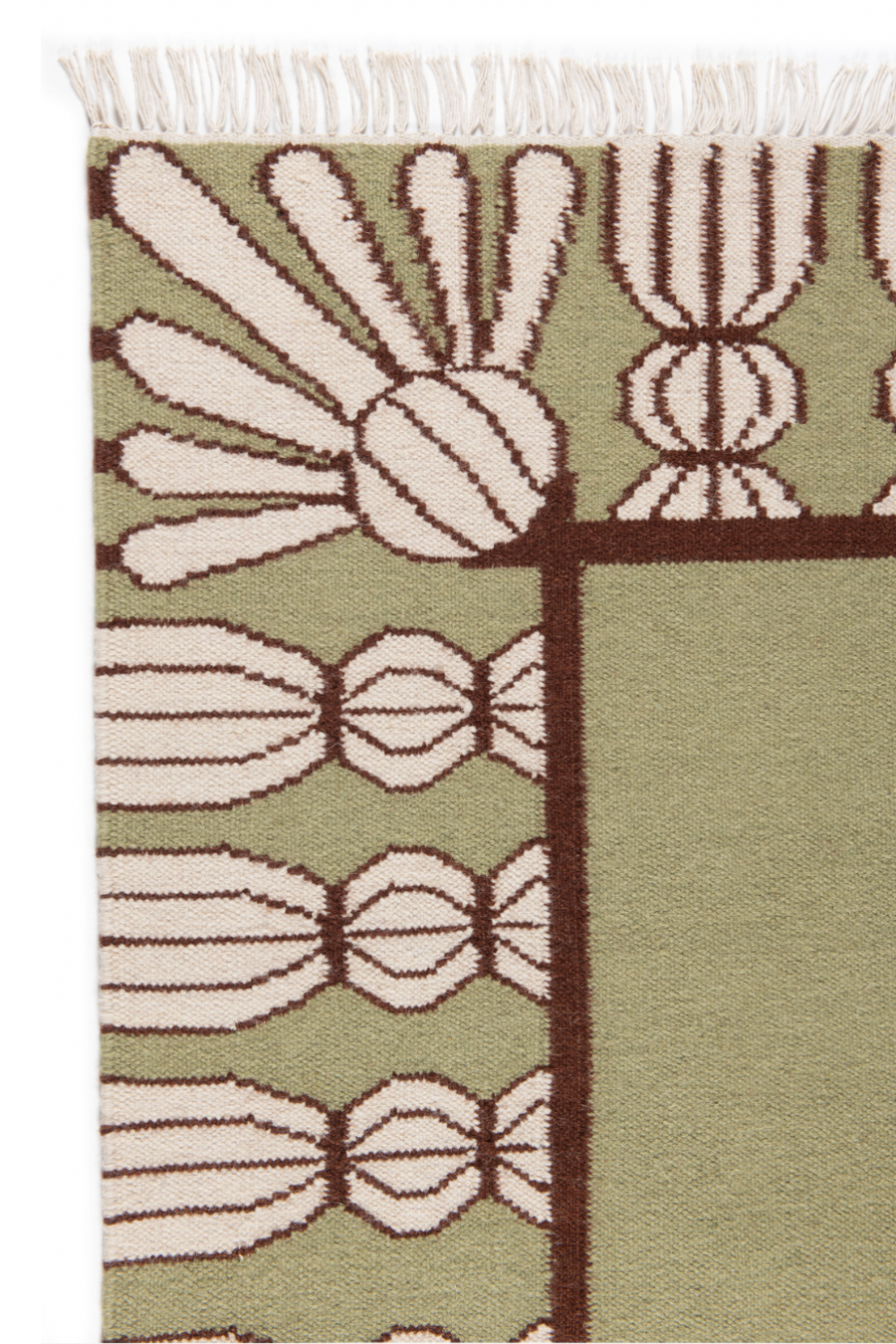 Tassel Rug - Sage, Chocolate and Eggshell