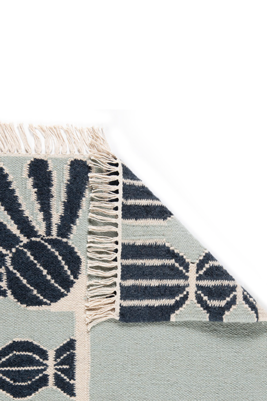 Tassel Rug - Sky Blue, Navy and Eggshell