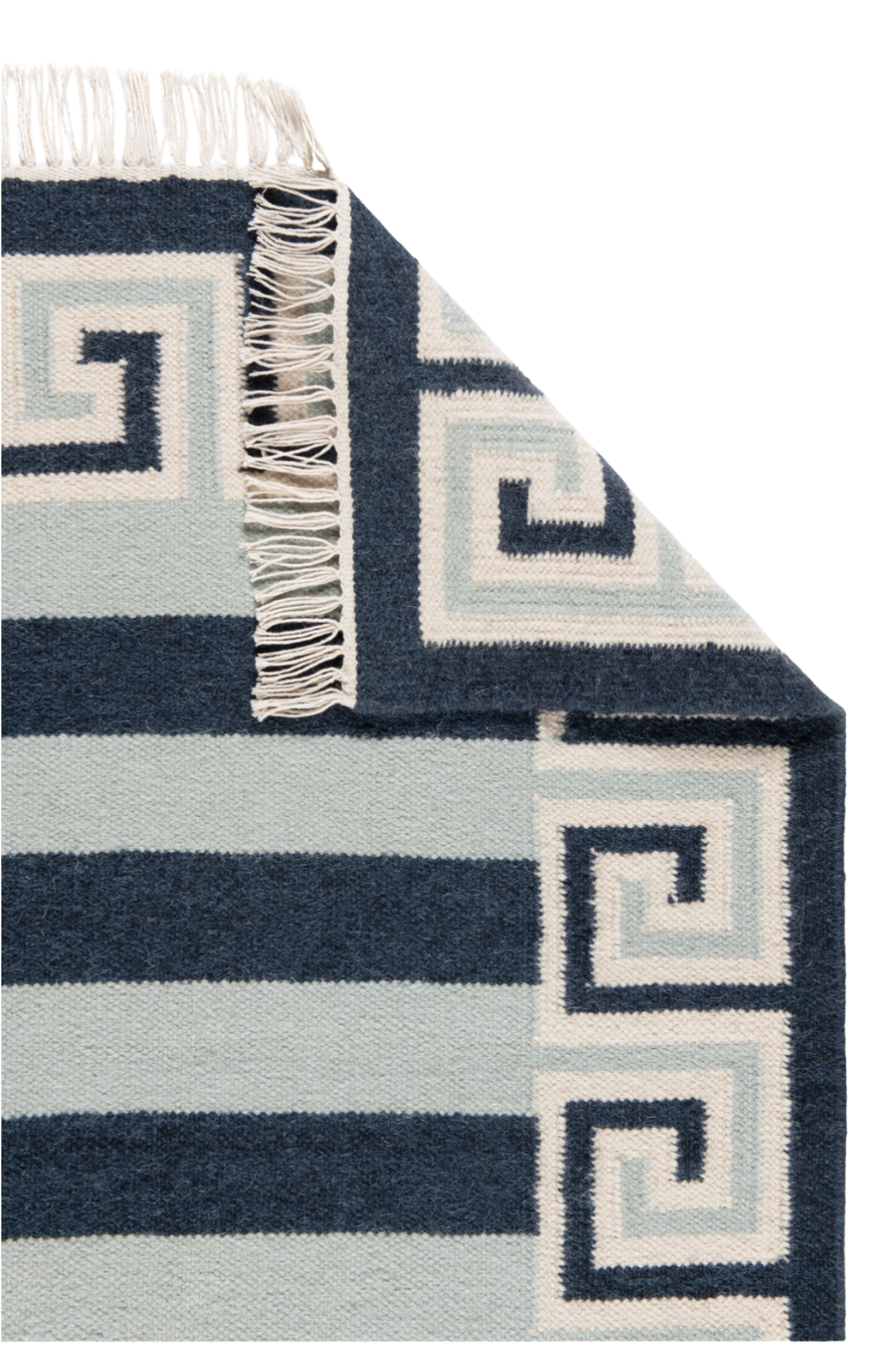 Stripe Rug -  Sky Blue, Navy and Eggshell