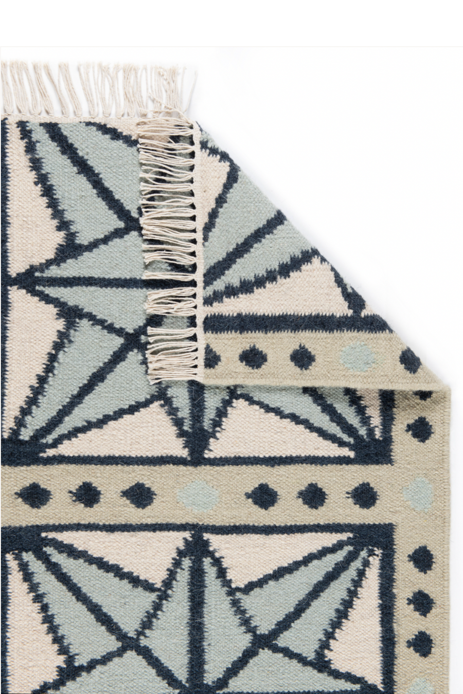 Star Rug - Celadon, Navy, Sky Blue and Eggshell