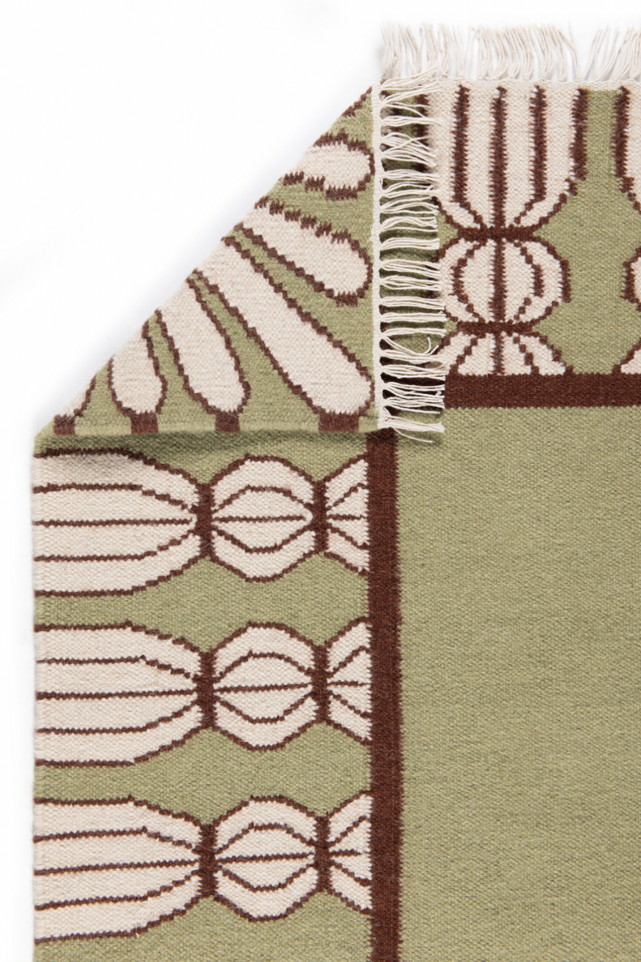 Tassel Rug - Sage, Chocolate and Eggshell