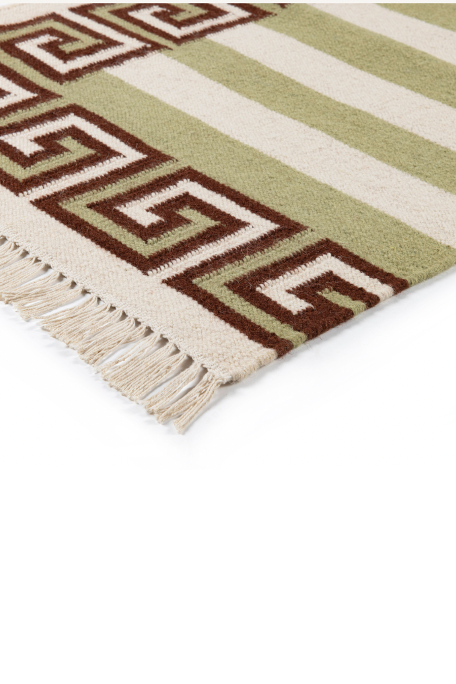 Stripe Rug - Sage, Chocolate and Eggshell
