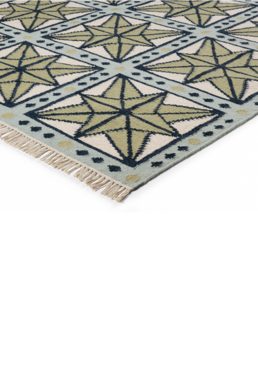 Star Rug - Sage, Navy, Sky Blue and Eggshell