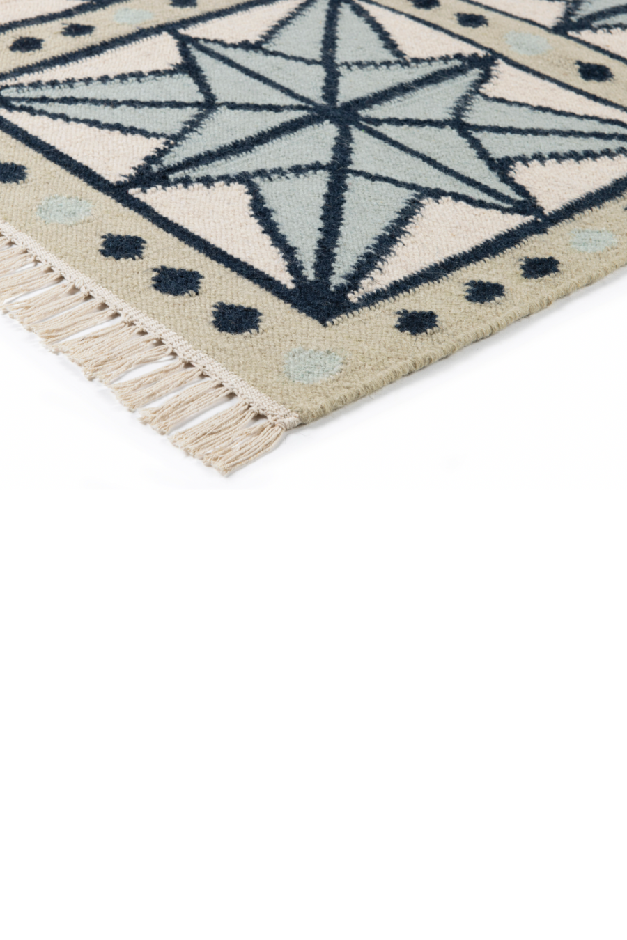 Star Rug - Celadon, Navy, Sky Blue and Eggshell