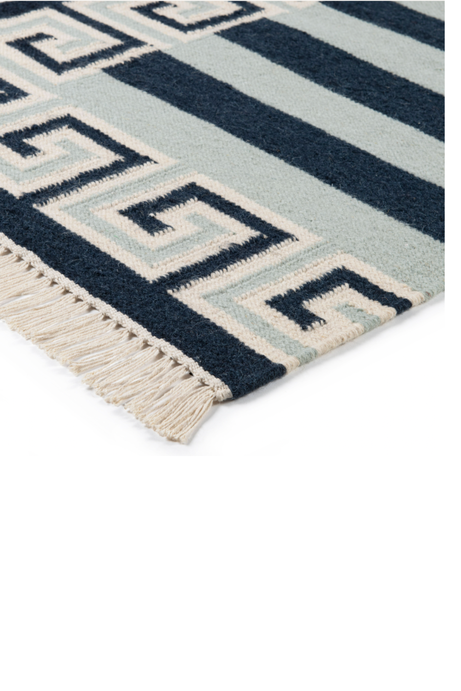Stripe Rug -  Sky Blue, Navy and Eggshell