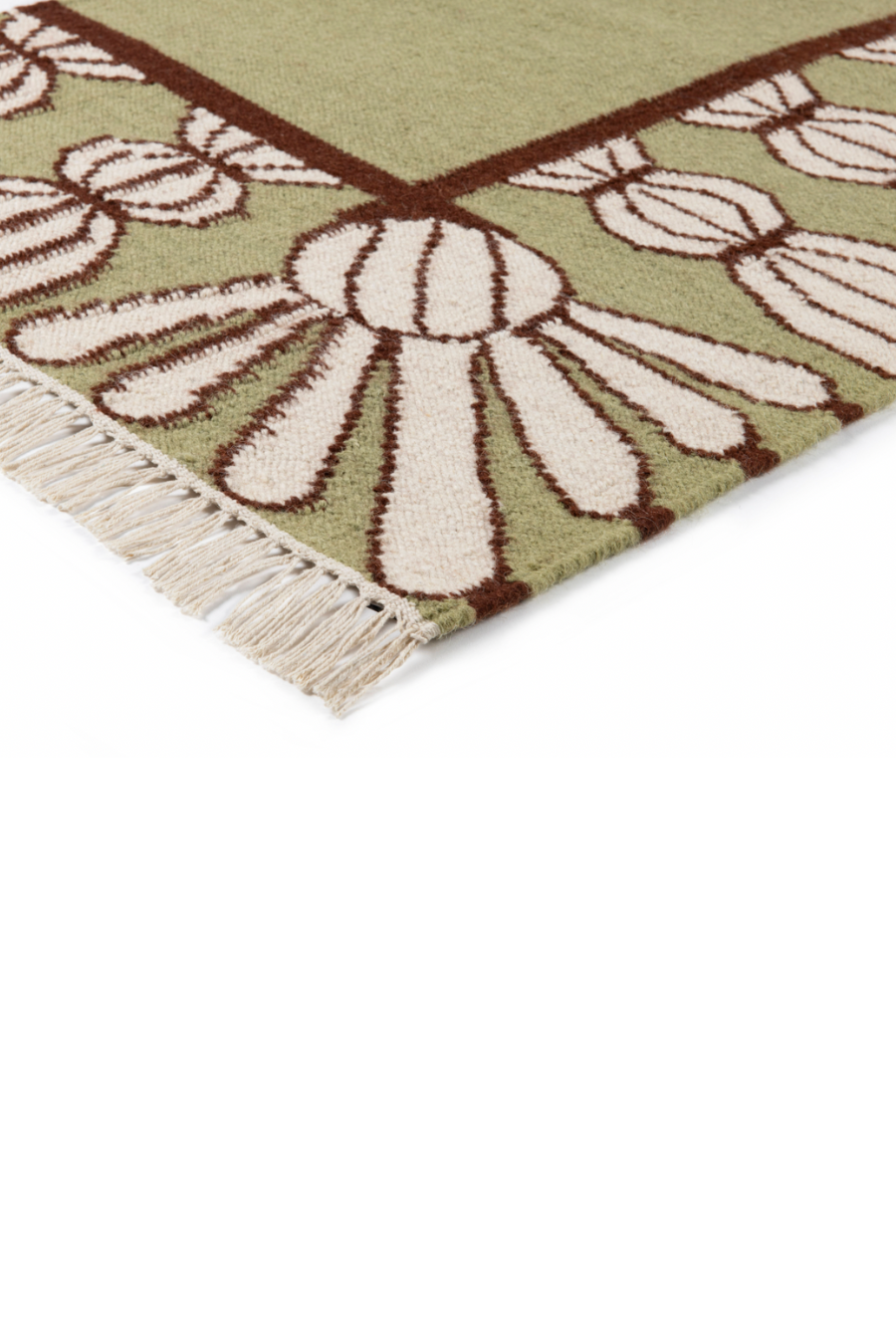 Tassel Rug - Sage, Chocolate and Eggshell