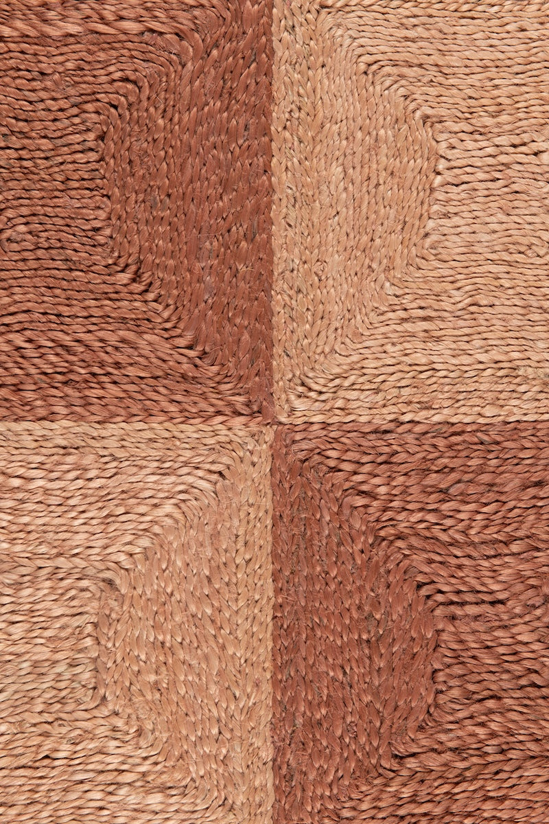 Handwoven jute rug sample in Topaz and Bisque by Part & Parcel Goods