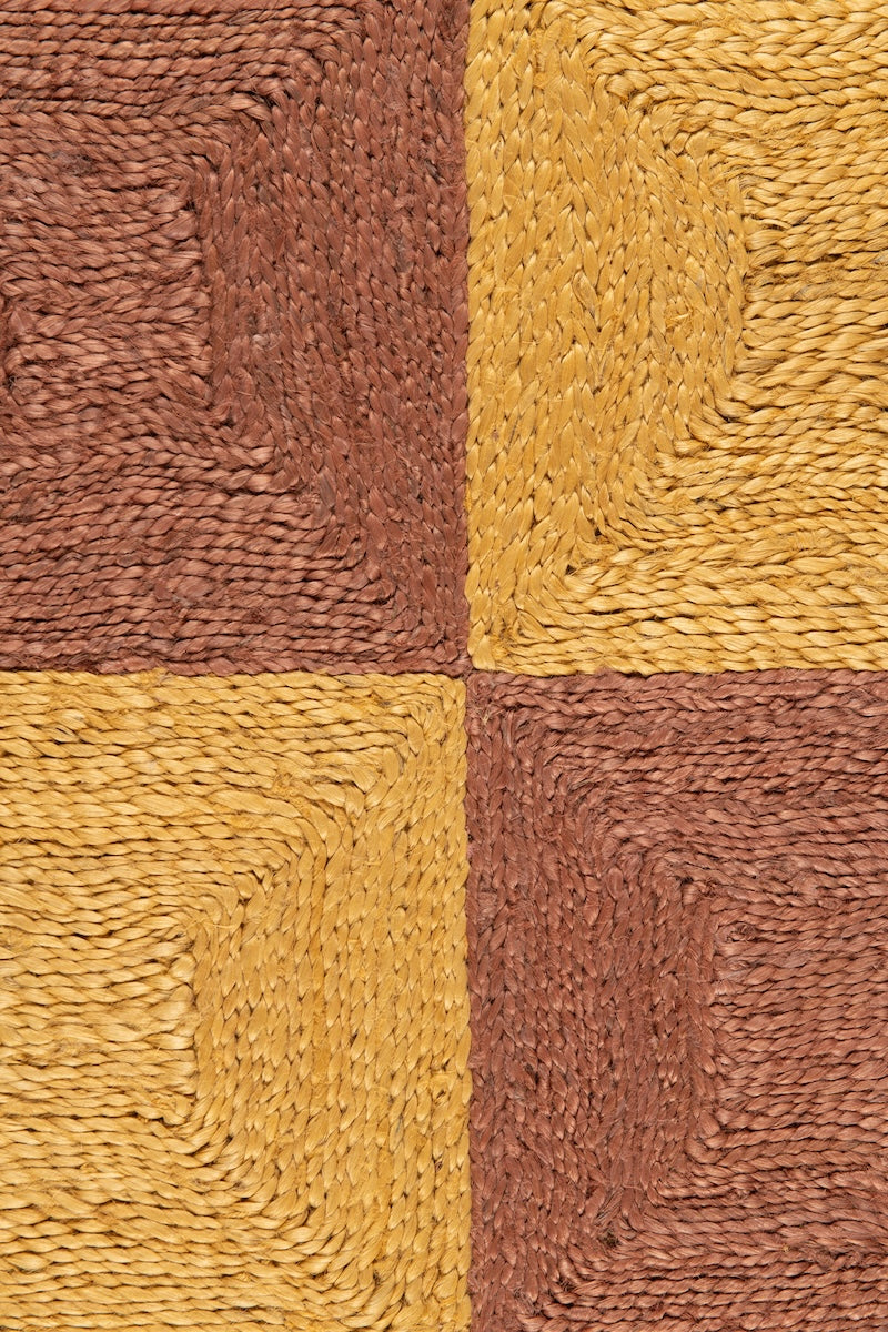 Handwoven jute rug sample in Topaz and Mustard by Part & Parcel Goods