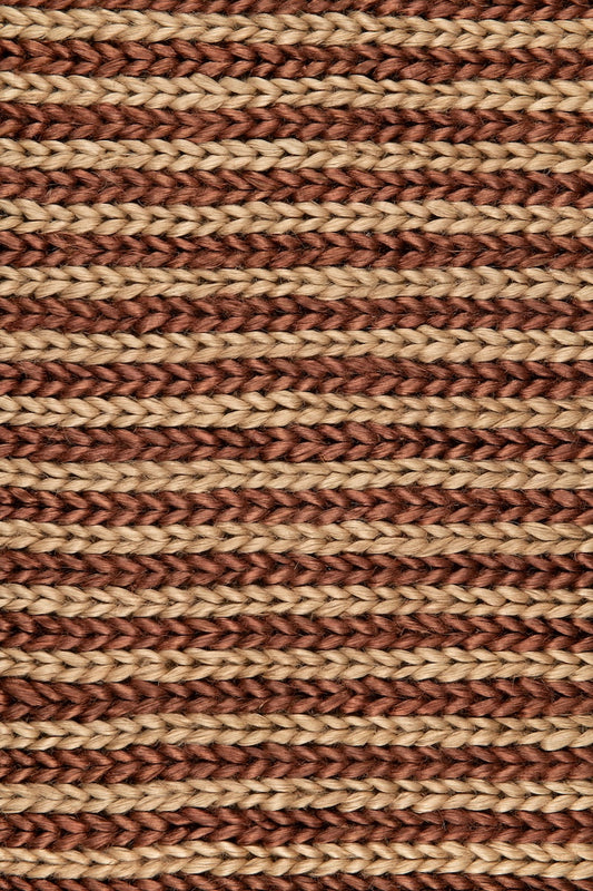 Handwoven jute rug sample in Chocolate and Natural by Part & Parcel Goods