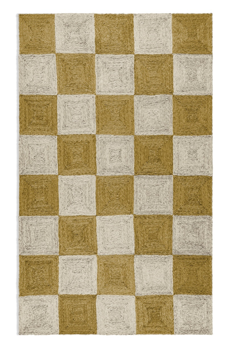 Handwoven jute rug in Sky Blue and Olive by Part & Parcel Goods