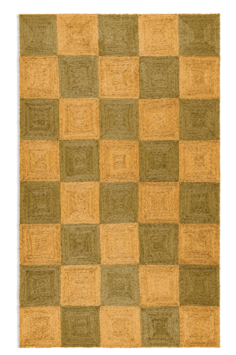 Handwoven jute rug in Mustard and Olive by Part & Parcel Goods