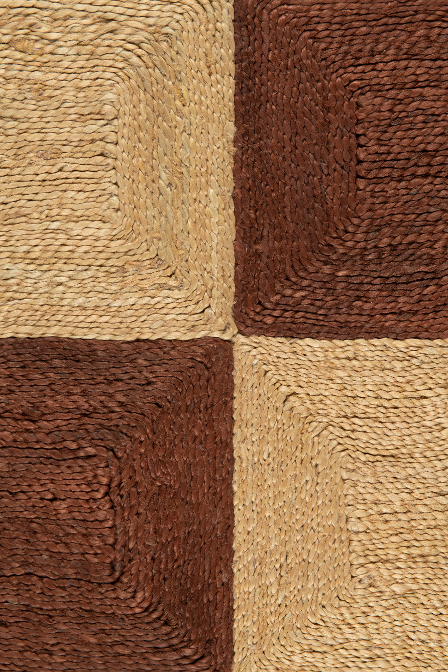 Handwoven jute rug sample in Chocolate and Natural by Part & Parcel Goods