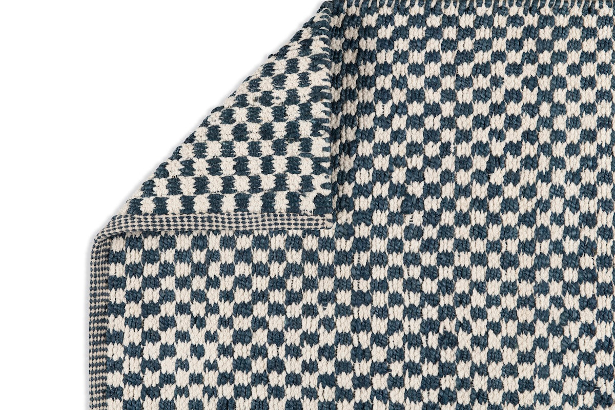 Check Rug - Sapphire and Eggshell
