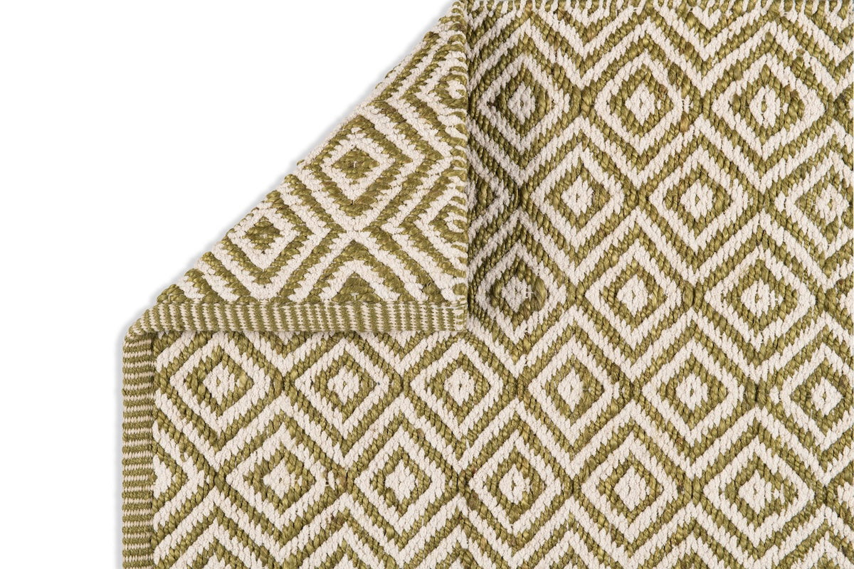 Diamond Rug - Moss and Eggshell