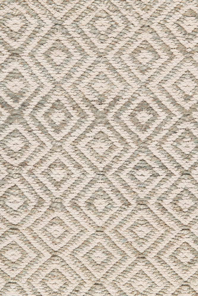 Handwoven hemp and chenille rug in Sky Blue and Eggshell by Part & Parcel Goods