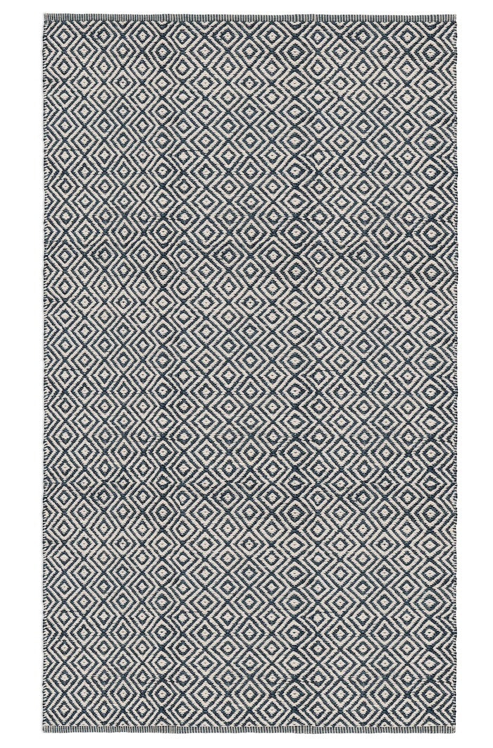 Diamond Rug Sample - Sapphire and Eggshell