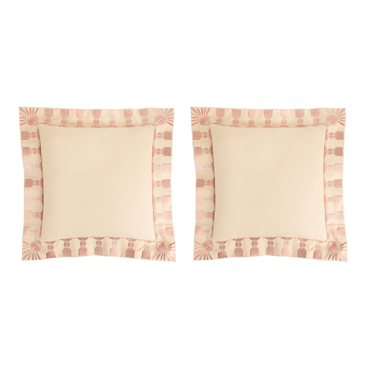Tassel Embroidered Linen Pillow, Bisque & Petal Pink, 24 "x 24", Trade Pricing