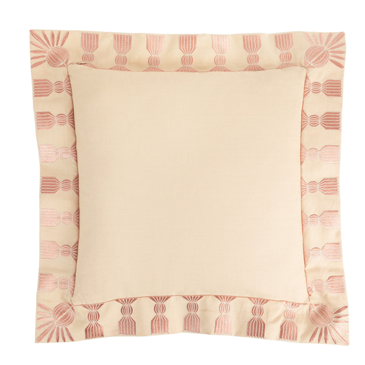 Tassel Embroidered Linen Pillow, Bisque & Petal Pink, 24 "x 24", Trade Pricing