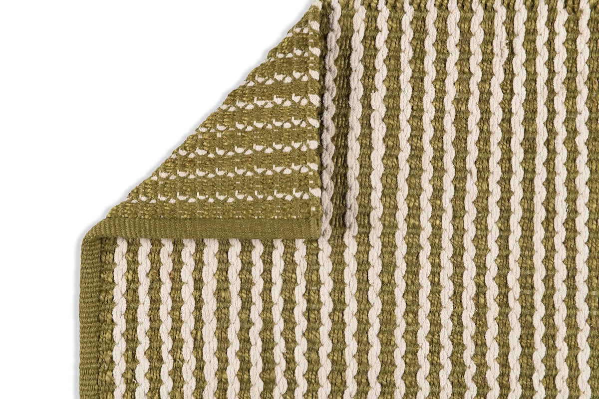 Scallop Stripe Rug - Moss and Eggshell