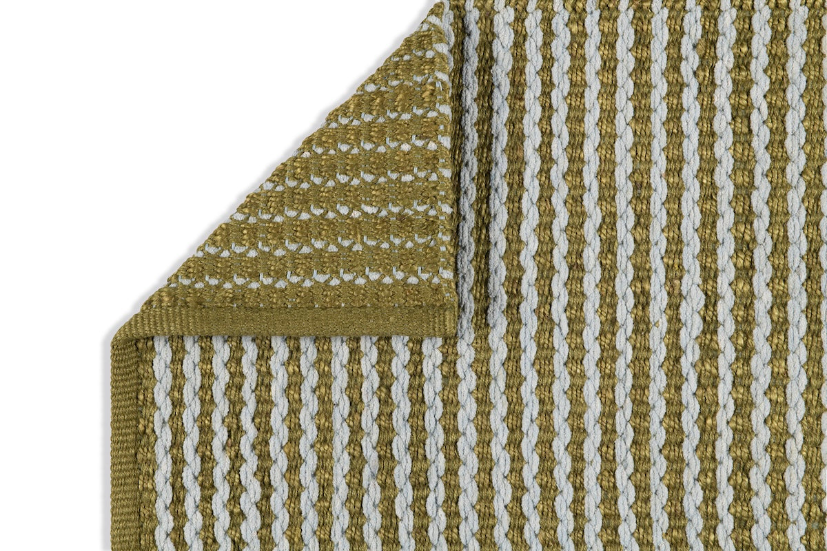 Scallop Stripe Rug - Moss and Pale Blue