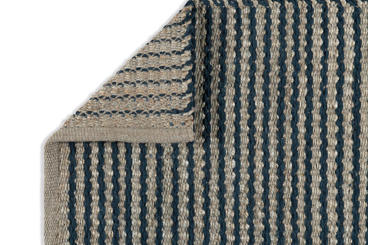 Scallop Stripe Rug - Sky Blue and Sapphire