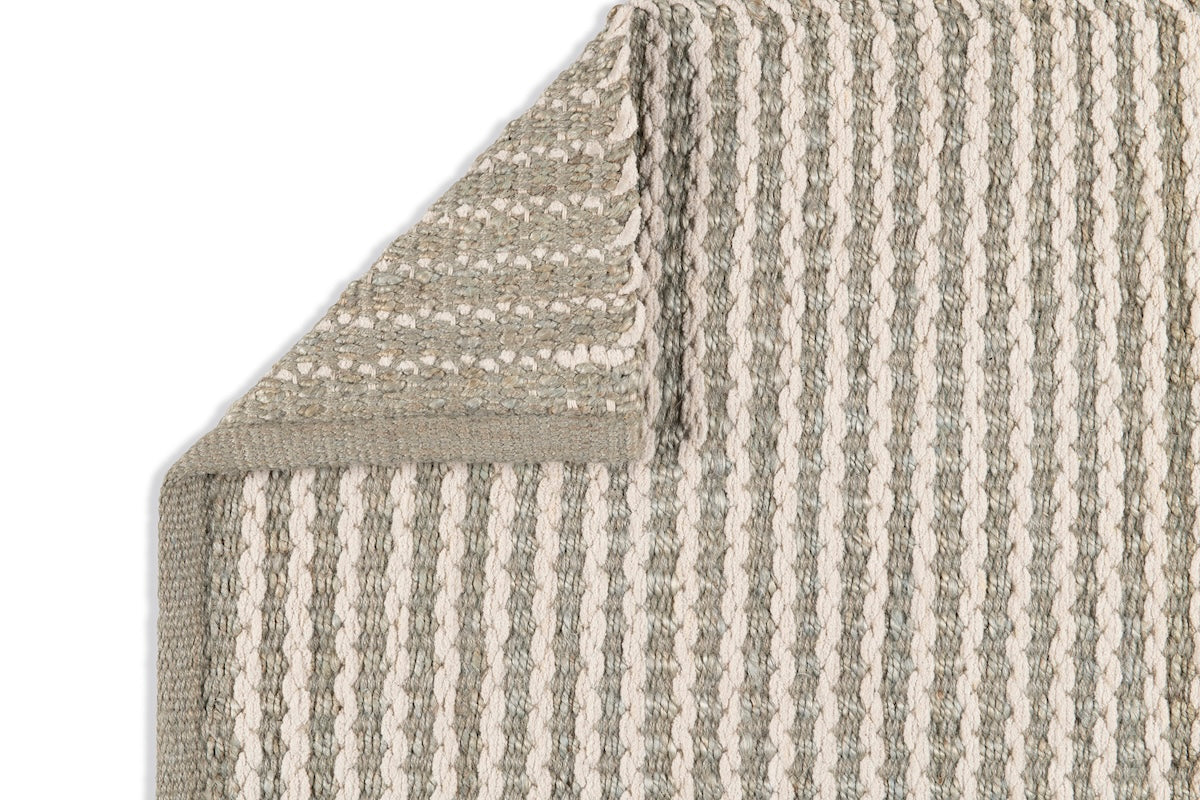 Scallop Stripe Rug - Sky Blue and Eggshell