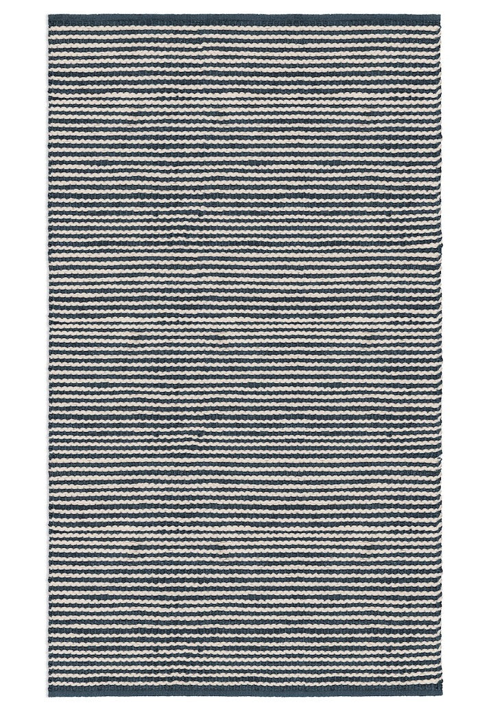 Scallop Stripe Rug - Sapphire and Eggshell