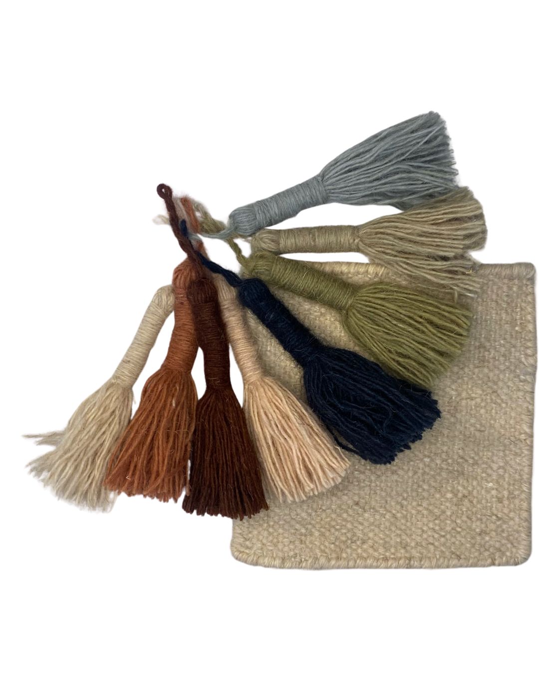 Bundle of wool tassels and swatch